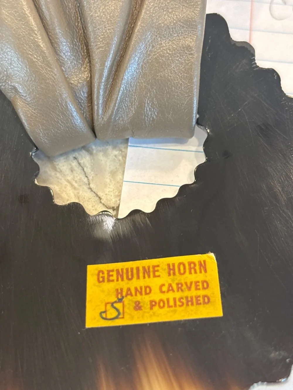 Women’s Vintage Wide Leather Belt Genuine Horn Buckle Size Small